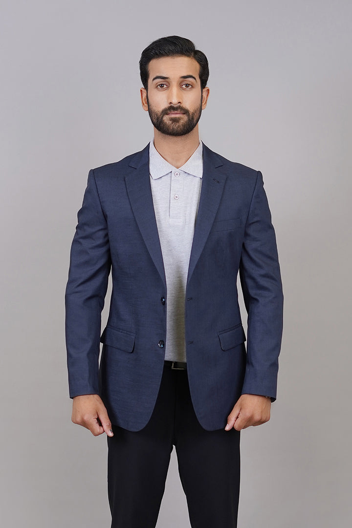 Navy Blue Blazer Front View – Tailored for Comfort
