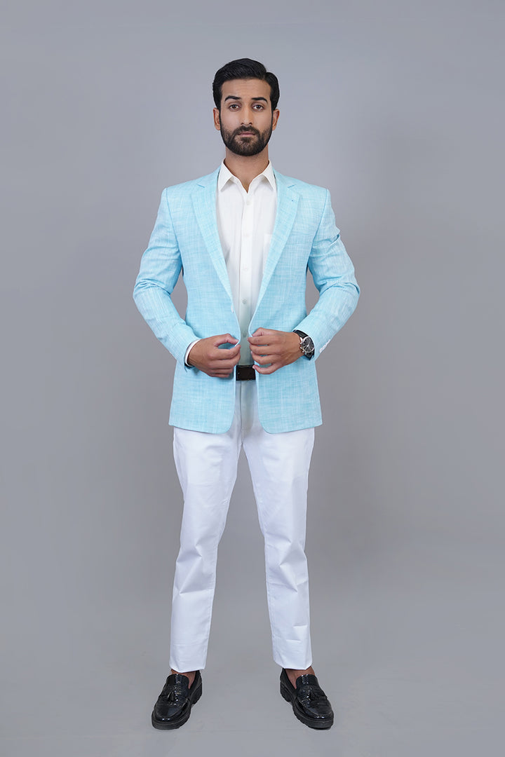 Sky Blue Blazer Side Pocket – Functional & Elegant