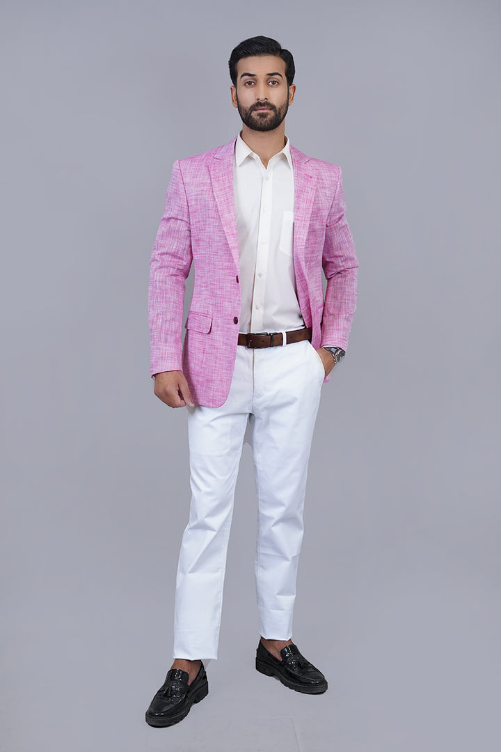 Red Textured Blazer Front View – Eye-Catching Design