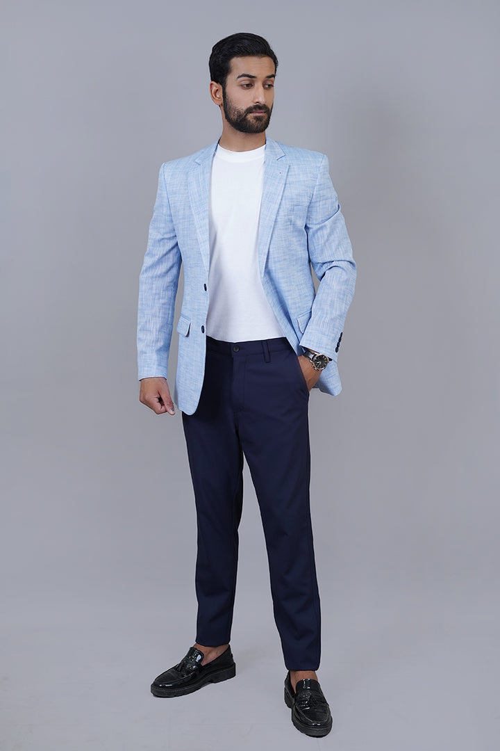 Light Blue Blazer Front & Side View – Slim Fit