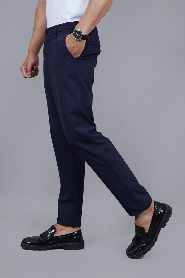 Casual Trouser - Nylon Spandex Leisure Trouser Navy Blue Plain