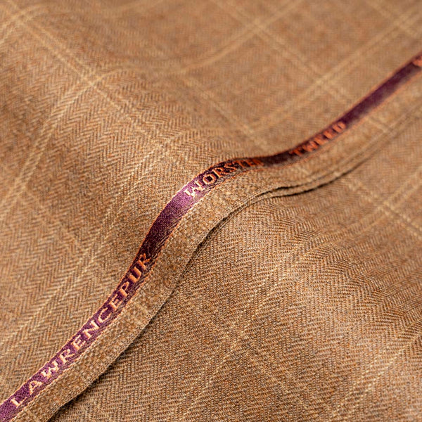 Windowpane Checks Brown, Wool Rich, Worsted Tweed Blazer Fabric