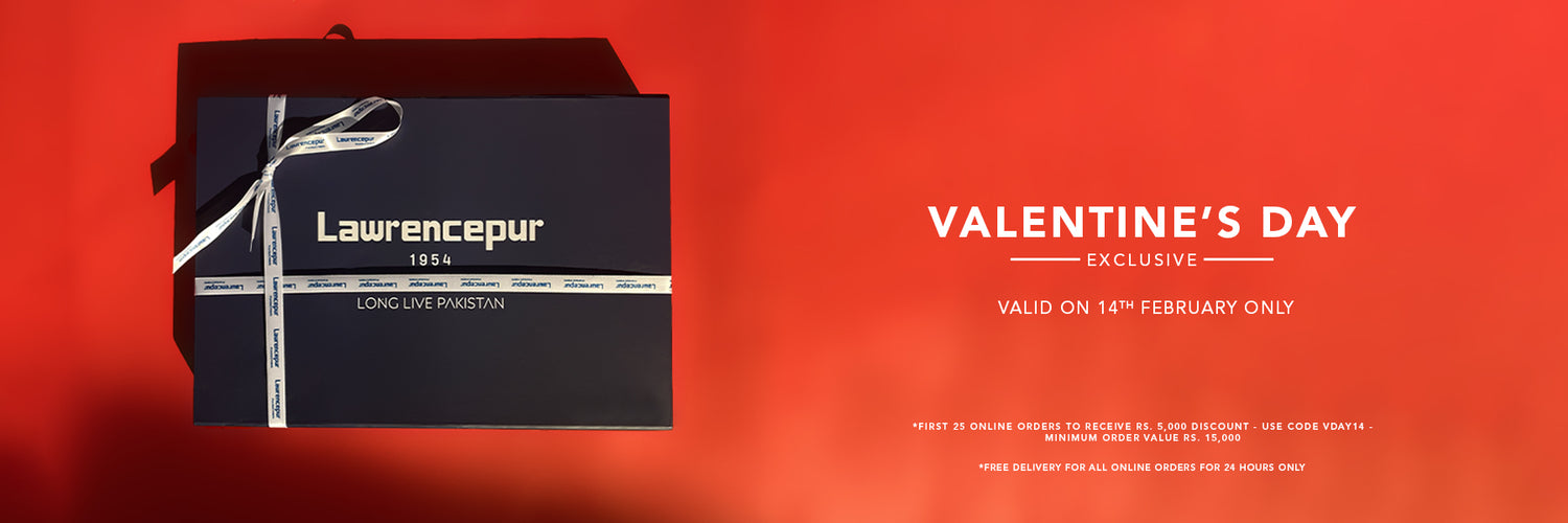 Lawrencpur Valentine’s Special  Rs. 5,000 off orders above Rs. 15,000 on 14 February,