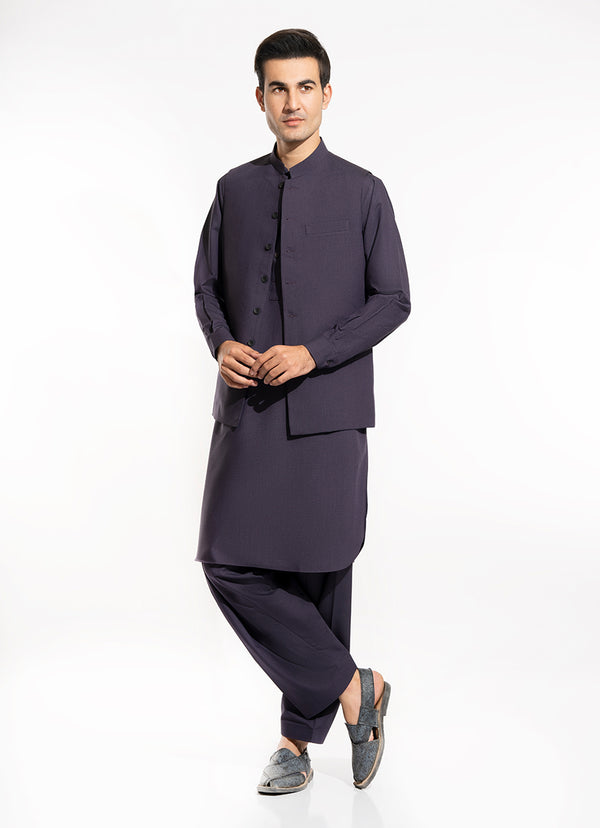 End on End Textured-Dark Lavender, Poly Viscose Eastern Wear Suit