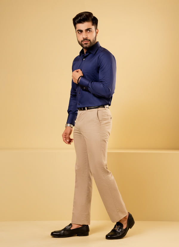 Plain Satin-Darker Blue, Supernova Cotton Formal Shirt