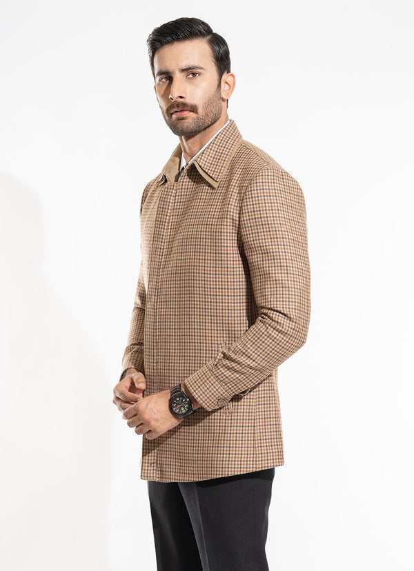 Double Collar Jacket - Worsted Tweed Multi Checks