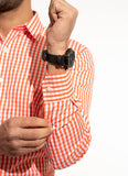 Supernova Orange Mini Checks Formal Shirt