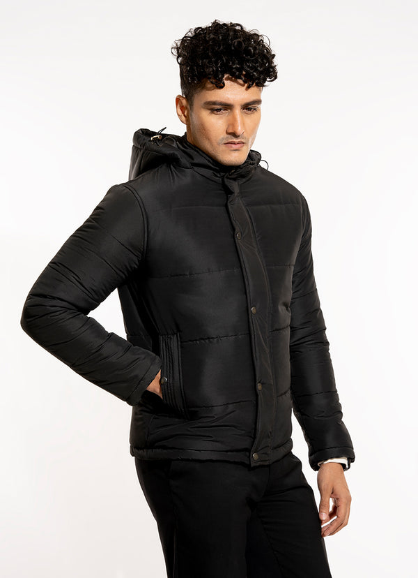 Puffer Jacket - Parachute Bubble Hoddies Black Plain