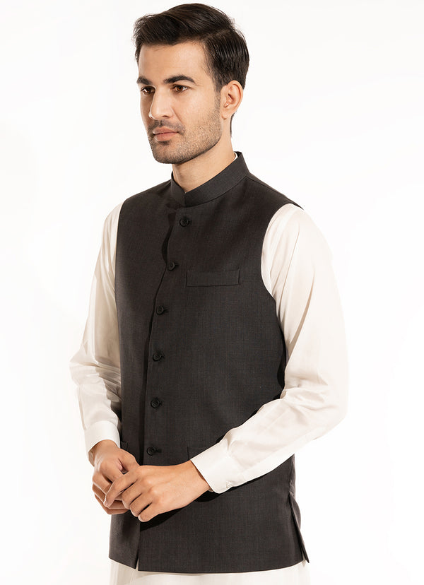 Plain Twill-Charcoal Grey, Pure Wool Waist Coats