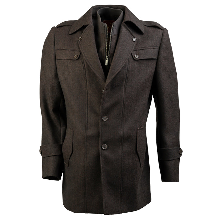 Elegant brown self-stripes pattern on tweed fabric