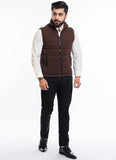 Puffer Jacket - Knitted Brown Self Stripes