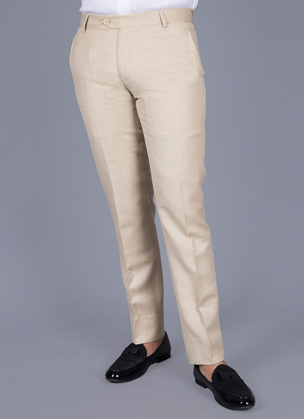 End on End Plain-Beige Linwool Trouser